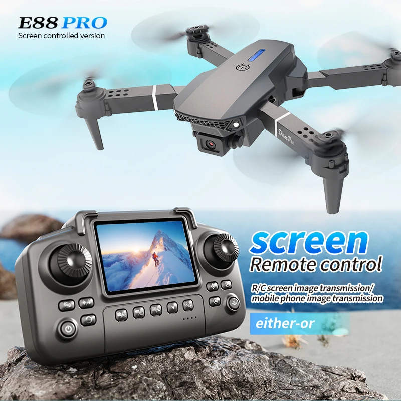 Drone Controller Screen - Profesyonel E88 PRO Drone, Ekranlı 8K